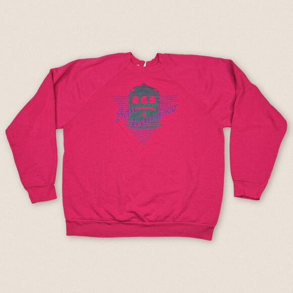 Vintage 80s sweatshirt San Francisco Destination Pink crew neck Size XL - Picture 1 of 4